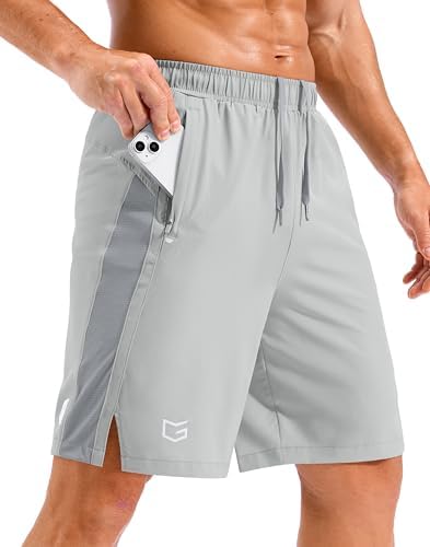 Men's 7" quick dry workout shorts, bright grey