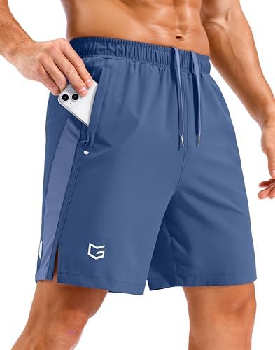 Men's 7" quick dry workout shorts, dusty blue