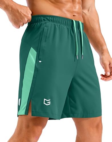 Men's 7" quick dry workout shorts, green