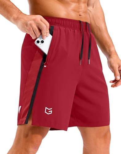 Men's 7" quick dry workout shorts, red