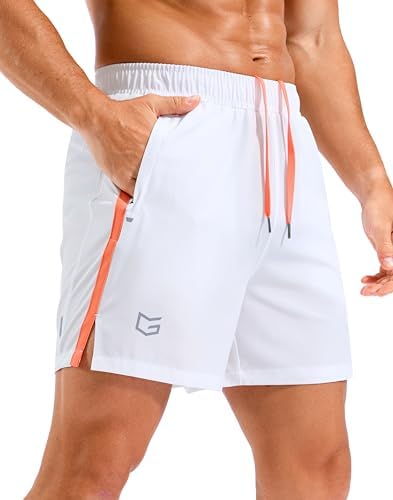 Men's 7" quick dry workout shorts, white
