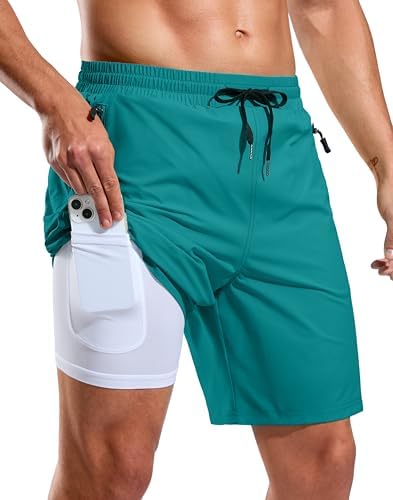 Men's 7" swim trunks with liner, lake green