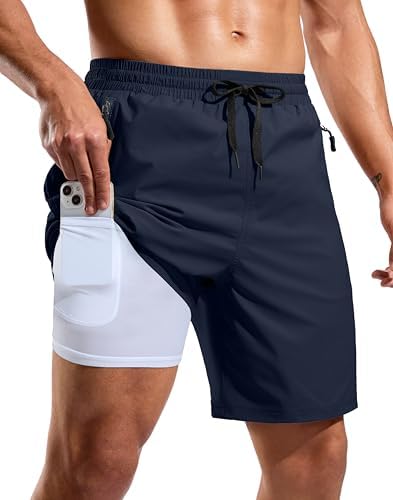 Men's 7" swim trunks with liner, navy