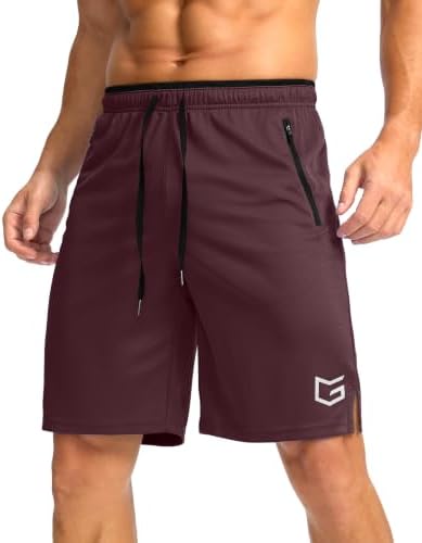 Men's 9" basketball shorts, zip pocket, cabernet red