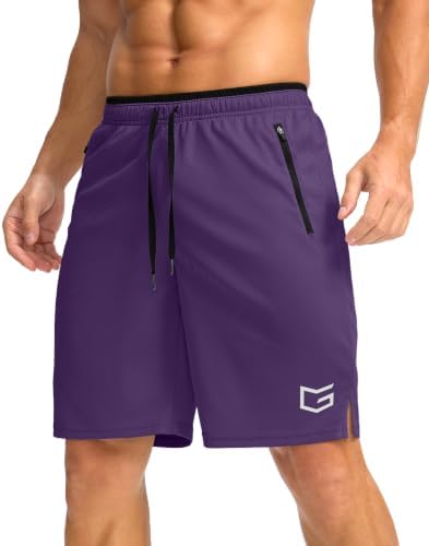 Men's 9" basketball shorts, zip pocket, cobalt purple