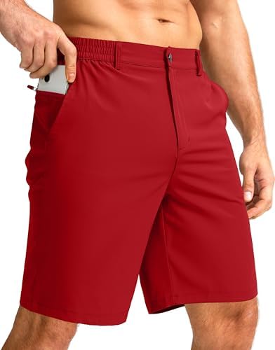Men's 9" golf shorts, three pockets, red