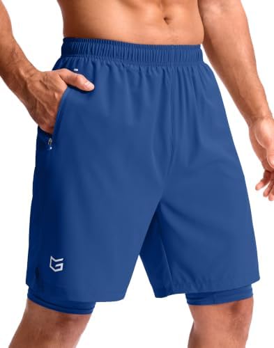 Men's 9" gym shorts with liner, royal blue