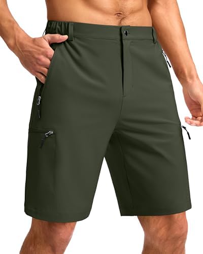 Men's 9" hiking cargo shorts, army green