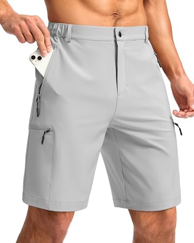 Men's 9" hiking cargo shorts, bright grey