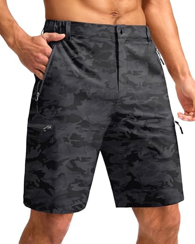 Men's 9" hiking cargo shorts, grey camo