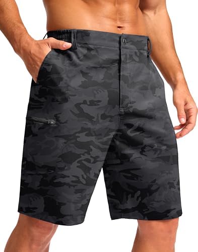 Men's 9" hiking golf shorts, black camo