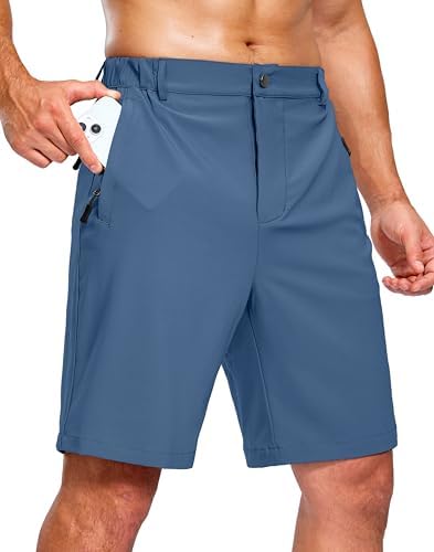 Men's 9" hiking shorts, three zip pockets, blue
