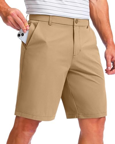 Men's 9" hybrid golf shorts, dark khaki