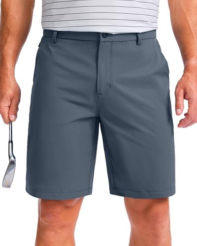 Men's 9" hybrid golf shorts, grey blue