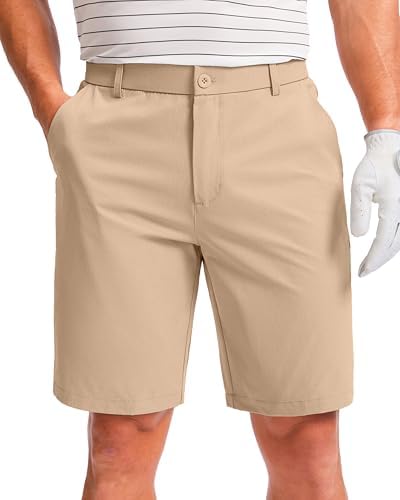 Men's 9" hybrid golf shorts, khaki