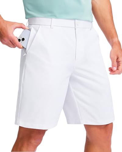 Men's 9" hybrid golf shorts, white