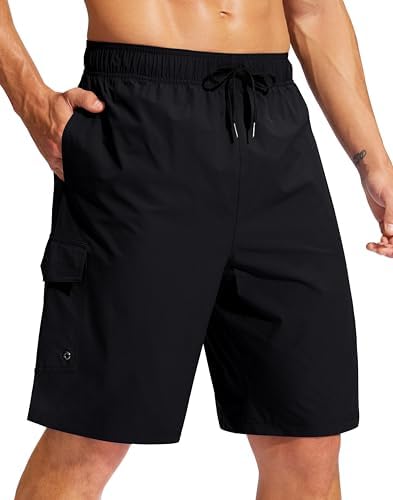 Men's 9" linerless board shorts, black