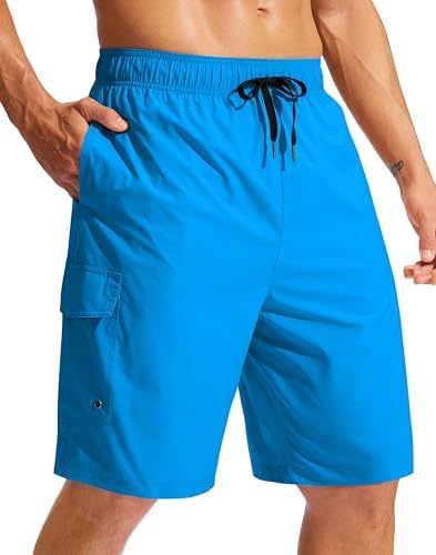 Men's 9" linerless board shorts, blue