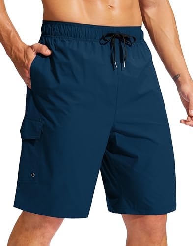 Men's 9" linerless board shorts, dark blue