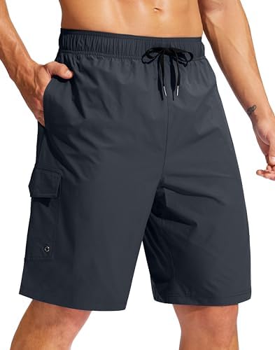 Men's 9" linerless board shorts, dark grey