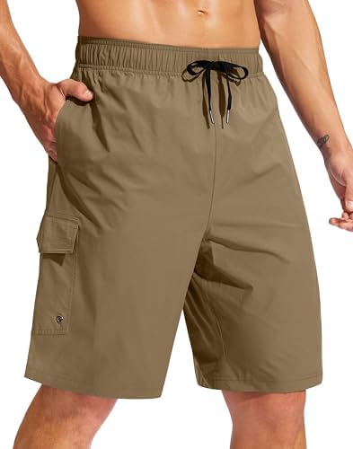 Men's 9" linerless board shorts, dark khaki