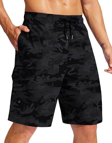 Men's 9" linerless board shorts, grey camo