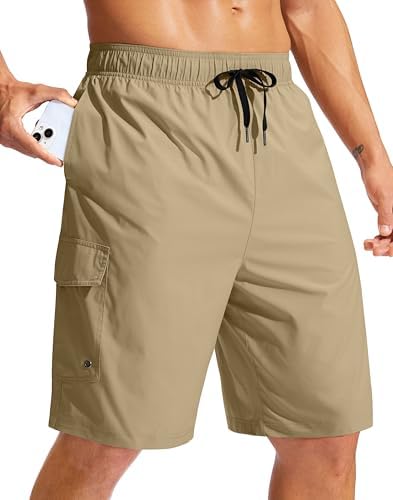 Men's 9" linerless board shorts, khaki