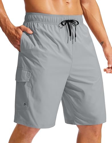 Men's 9" linerless board shorts, light grey