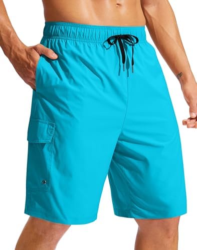 Men's 9" linerless board shorts, sky blue