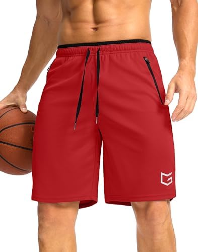 Men's 9" mesh gym shorts, red