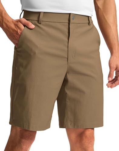 Men's 9" stretch dress shorts, dark khaki