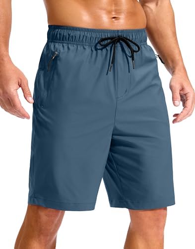 Men's 9" swim trunks, zip pockets, midnight