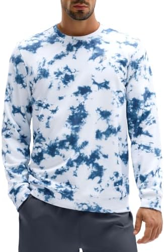 Men's athletic crewneck sweatshirt, blue tie dye
