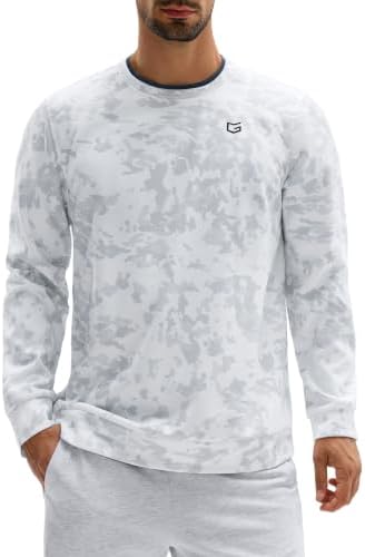 Men's athletic crewneck sweatshirt, white camo