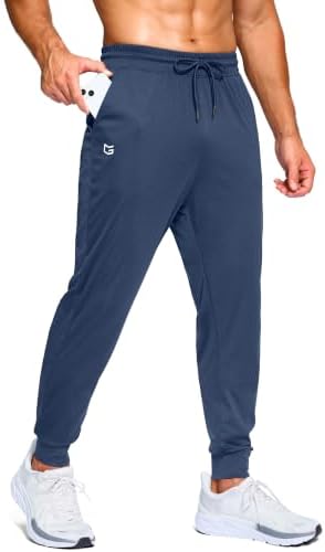 Men's athletic joggers with pockets, heathered academy blue
