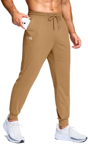 Men's athletic joggers with pockets, khaki sand