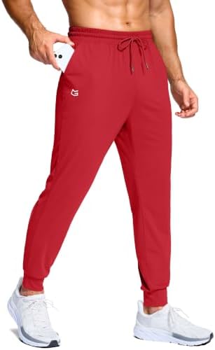 Men's athletic joggers with pockets, power red