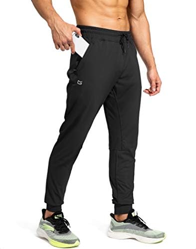 Men's athletic sweatpants, zip pockets, black