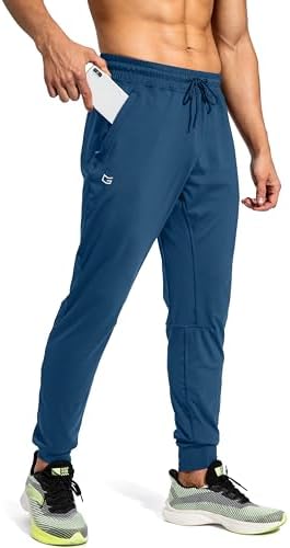 Men's athletic sweatpants, zip pockets, dark blue