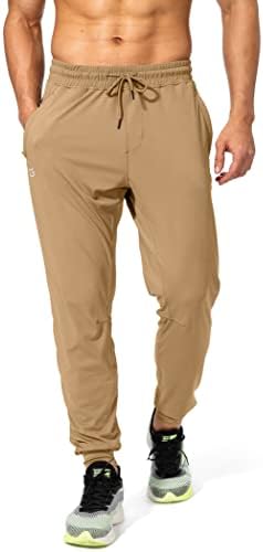 Men's athletic sweatpants, zip pockets, dark khaki