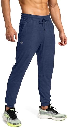 Men's athletic sweatpants, zip pockets, heathered academy blue