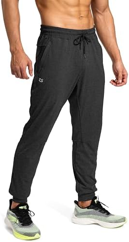 Men's athletic sweatpants, zip pockets, heathered black