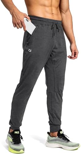 Men's athletic sweatpants, zip pockets, heathered graphite grey