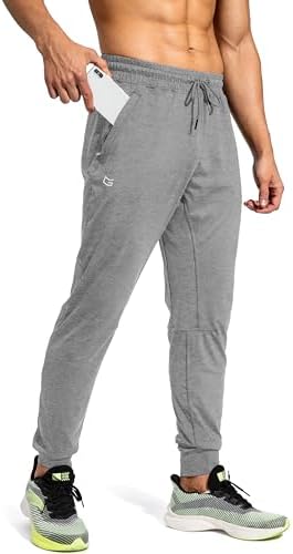 Men's athletic sweatpants, zip pockets, heathered pitch gray light