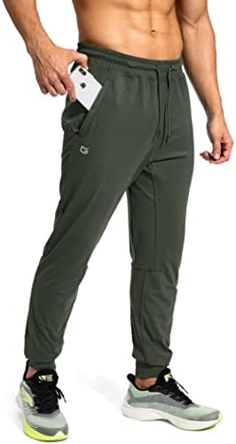 Men's athletic sweatpants, zip pockets, olive green
