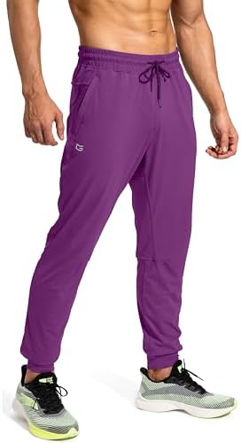 Men's athletic sweatpants, zip pockets, purple