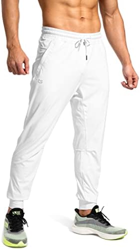 Men's athletic sweatpants, zip pockets, white