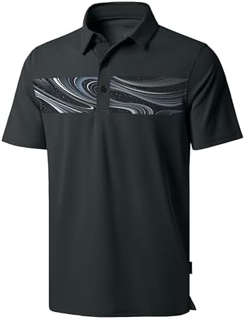 Men's dry fit golf polo, black galaxy