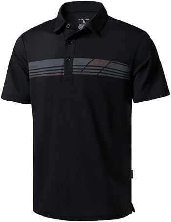 Men's dry fit golf polo, black parallelogram