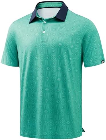 Men's dry fit golf polo, green quadrilateral